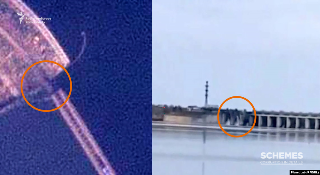 Satellite photos also confirm that Russian troops blew up several spans of the bridge leading to the dam’s hydroelectric station. Ukrainian forces have pummeled the river crossings for weeks now, limiting Russia’s ability to resupply its forces on the west -- or right -- bank of the Dnieper. That effort has also severely hindered Russia’s ability to withdraw its forces from the west bank amid an accelerating Ukrainian offensive toward the city of Kherson. On November 11, however, Ukrainian forces were reported in the city, and photographs and videos circulating on social media showed people waving Ukrainian flags, dancing, and chanting in the city’s main square.
