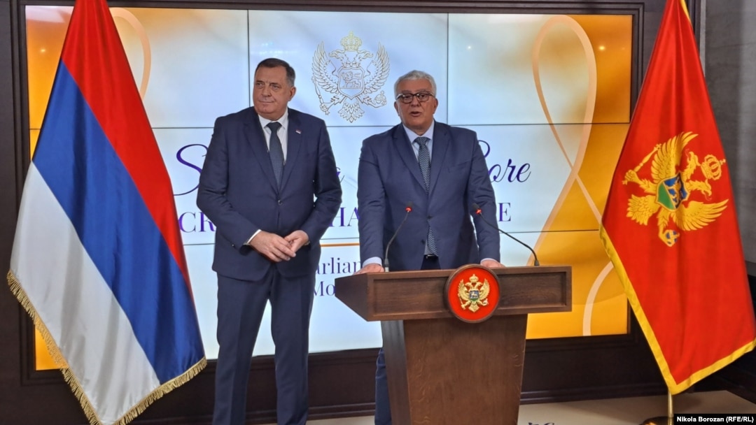 Milorad Dodik (lijevo) i Andrija Mandić, 27. februar 2024.