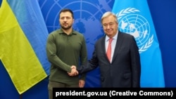 Президент України Володимир Зеленський із генеральним секретарем ООН Антоніу Ґутеррішем, Нью-Йорк, вересень 2023 року