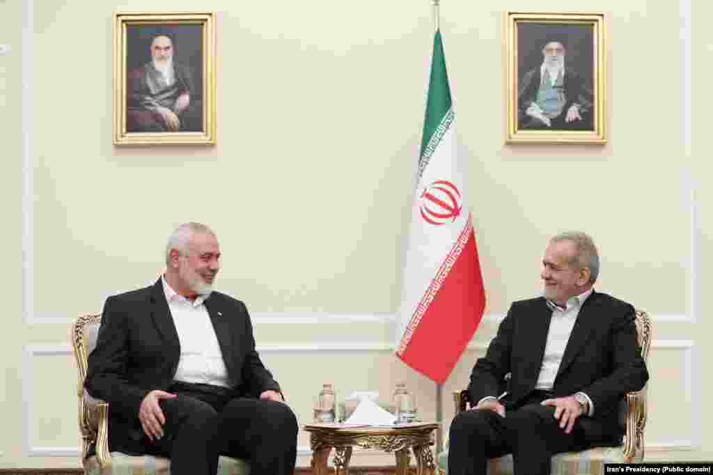 مسعود پزشکیان، رئیس‌جمهور ایران، ساعاتی پیش از کشته شدن اسماعیل هنیه در تهران با او ملاقات داشت.