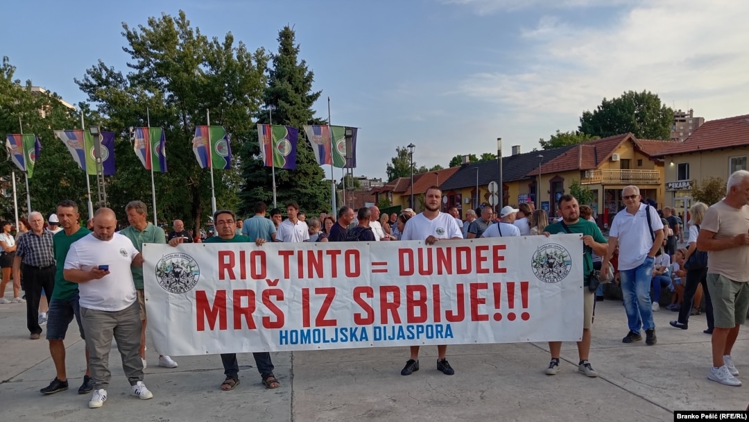 Protest u protiv iskopavanja litijuma koji je održan u Boru, gradu na istoku Srbije, 5. avgusta 2024.