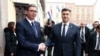 Rukovanje Aleksandra Vučića, predsednik Srbije, i Andreja Plenkovića, premijera Hrvatske, prilikom susreta u Zagrebu, 2. decembar 2018.