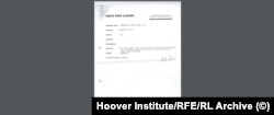 Prima scrisoare a lui Gheorghe Ursu către Europa Liberă, prezentată de Virgil Ierunca în emisiunea „Povestea Vorbei”, fotografie din arhivele Institutului Hoover/prof. Sergiu Mustețea
