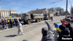 Мітинг у Херсоні проти російської окупації, 20 березня 2022 року