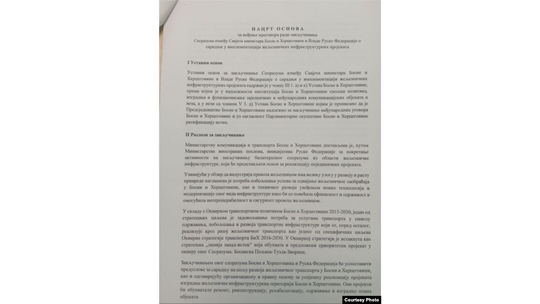 Nacrt osnova za pregovore o sporazumu