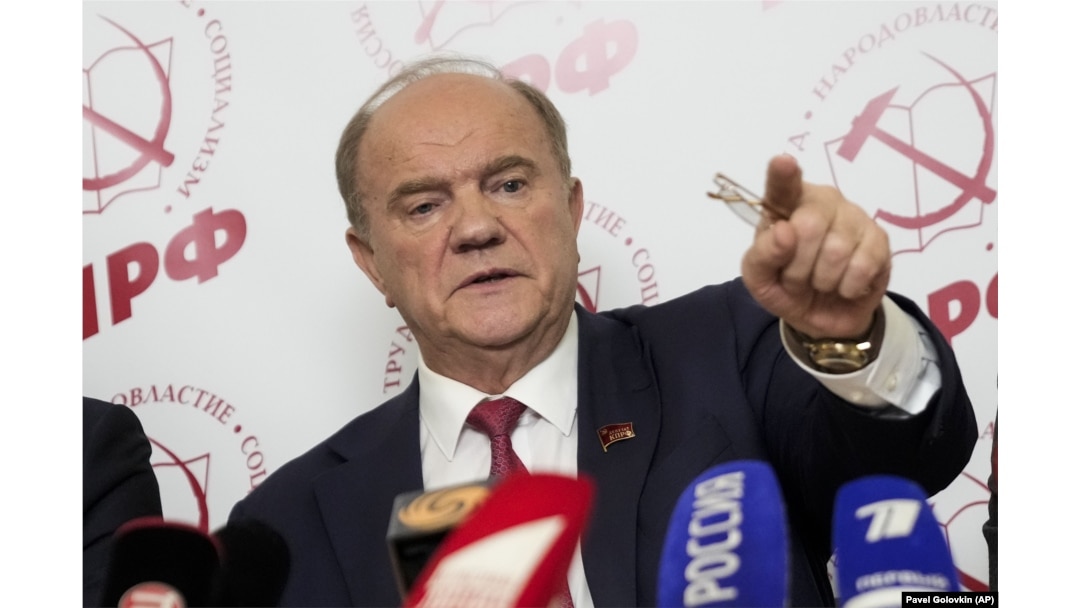 Čelnik Komunističke partije Rusije Genadij Zjuganov na konferenciji za novinare tokom parlamentarnih izbora u Moskvi 19. septembra 2021.