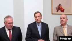 Armenia - OSCE Minsk Group Co-Chairs (from L to R) Igor Popov (Russia), Robert Bradtke (USA) and Bernard Fassier (France), Yereva, 03Jul2010