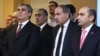 Armenia - The leaders of the opposition Yelk bloc -- Aram Sarkisian (L), Nikol Pashinian (C) and Edmon Marukian (R) -- attend an event in Yerevan, 14Fen2017.