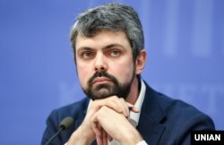 Голова Українського інституту національної пам’яті Антон Дробович під час пресконференції. Києві, 23 грудня 2019 року