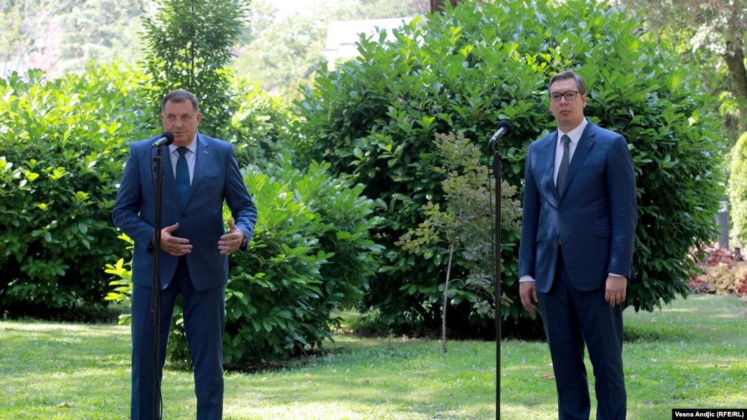 Milorad Dodiku, srpski član Predsedništva Bosne i Hercegovine i predsednik Srbije Aleksandar Vučić u Beogradu 4 avgusta 2021.