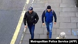 A handout photo of the two Russian suspects in Salisbury captured on CCTV footage.