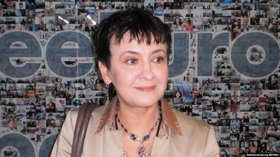 Оксана Забужко в офісі Радіо Свобода у Празі 