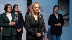 Анжаліка Мельнікава выступае на Форуме беларусаў у Варшаве. Студзень 2025 году