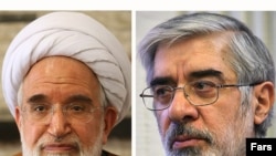 میرحسین موسوی و مهدی کروبی دو نامزد انتخابات آینده ریاست‌جمهوری ایران 