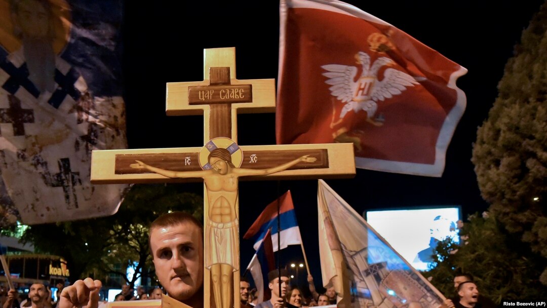 Sa jednog od protesta pristalica Srpske pravoslavne crkve, 27. avgusta 2020. u Podgorici