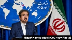 Iran -- Iranian foreign ministry spokesman, Bahram Ghasemi speaks during a press conference in Tehran, on May 21, 2018.