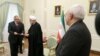 دیدار وزیر خارجه اردن ناصر جوده با حسن روحانی رئیس جمهور ایران و با حضور محمدجواد ظریف وزیر خارجه