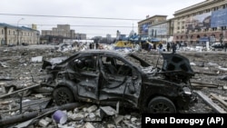 Центральна площа Харкова після російських обстрілів, 1 березня 2022 року