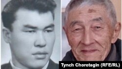 Кыргызские историки Ысман Кожомбердиев (1928—1988) и Мидил Жамгырчынов (род. в 1938 г.). Коллаж. 20.6.2018. 