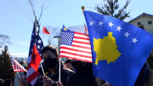 Kosovars Gather Near 'Biden Road' To Show Support For Incoming President