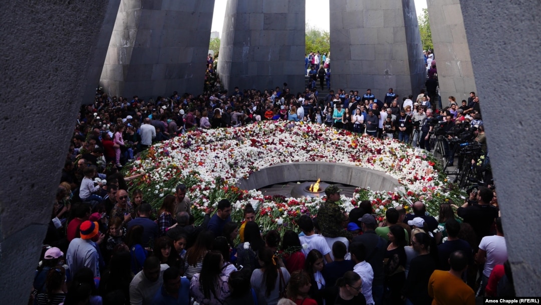 The eternal flame inside the Armenian Genocide Memorial in Yerevan (file photo)