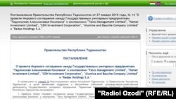 Порае аз қарори ҳукумати Тоҷикистон