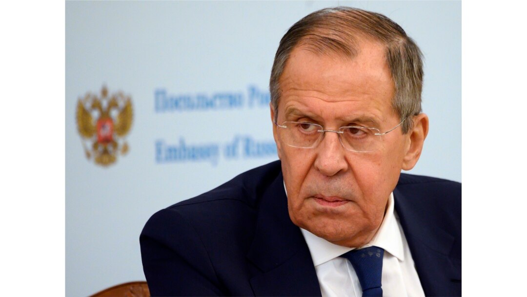Russian Foreign Minister Sergei Lavrov takes part in a press conference at the Russian Embassy in Washington on December 10.