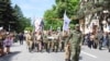 Колонна участников войны на параде 9 мая в Пятигорске, фото из телеграм-канала главы администрации Дмитрия Ворошилова