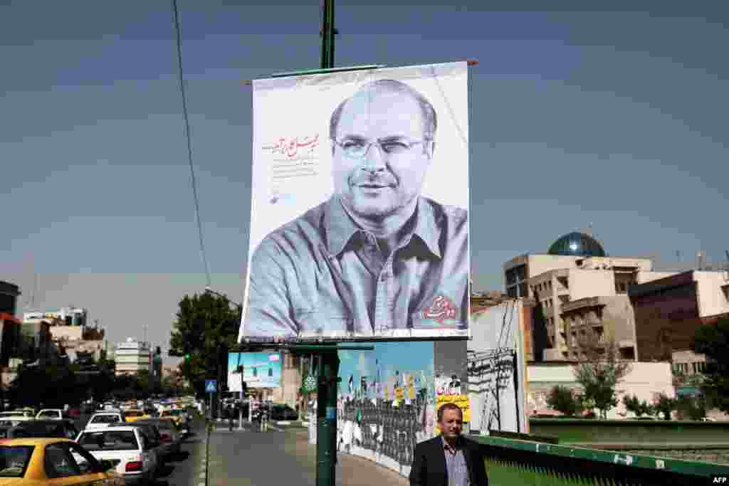 پوستر تبلیغاتی محمد باقر قالیباف؛ او به نفع ابراهیم رئیسی از رقابت کناره‌گیری کرد
