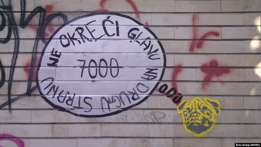 Grafit podrške akciji #sedamhiljada, Beograd, 7. juli 2015.