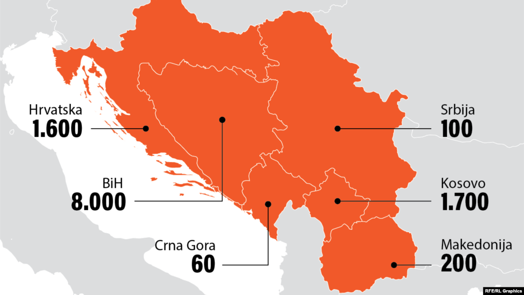 INFOGRAFIKA: Broj nestalih osoba iz regiona u ratovima devedesetih
