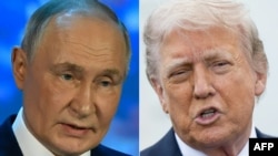 Rus prezidenti Wladimir Putin (çepde) we ABŞ prezidenti Donald Tramp 